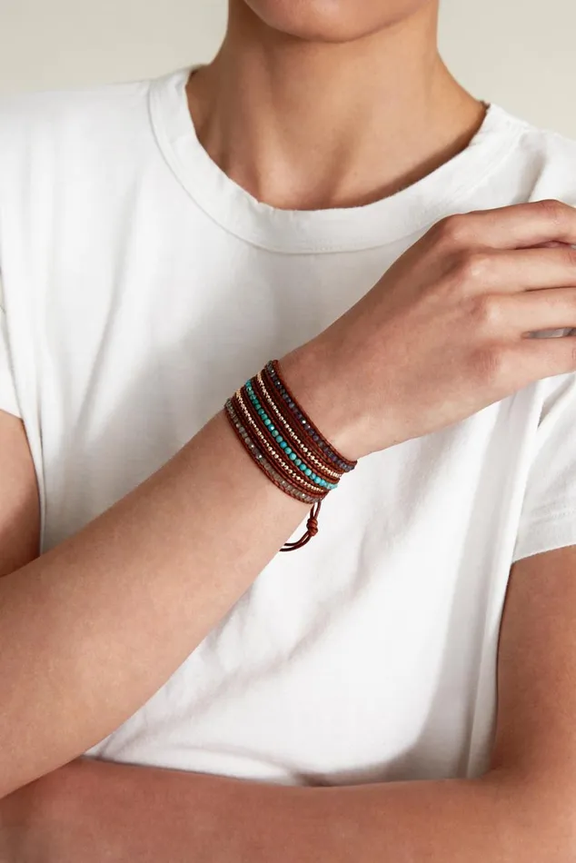 Chan Luu Santi Wrap Bracelet Turquoise Mix Women Bracelets