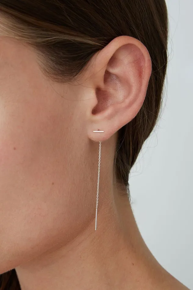 Chan Luu Silver Bar Chain Thread Earrings Women Earrings