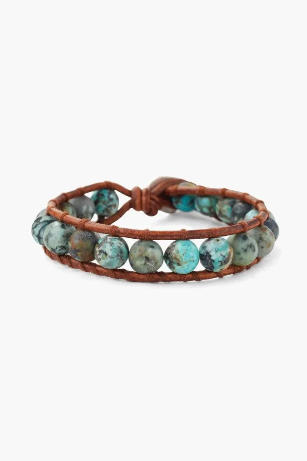 Chan Luu Single Wrap Bracelet Matte African Turquoise Women Bracelets