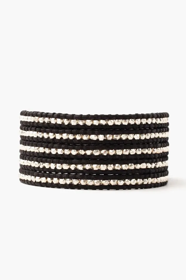 Chan Luu Sterling Silver Wrap Bracelet Black Women Bracelets