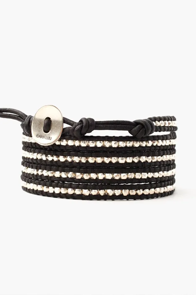 Chan Luu Sterling Silver Wrap Bracelet Black Women Bracelets