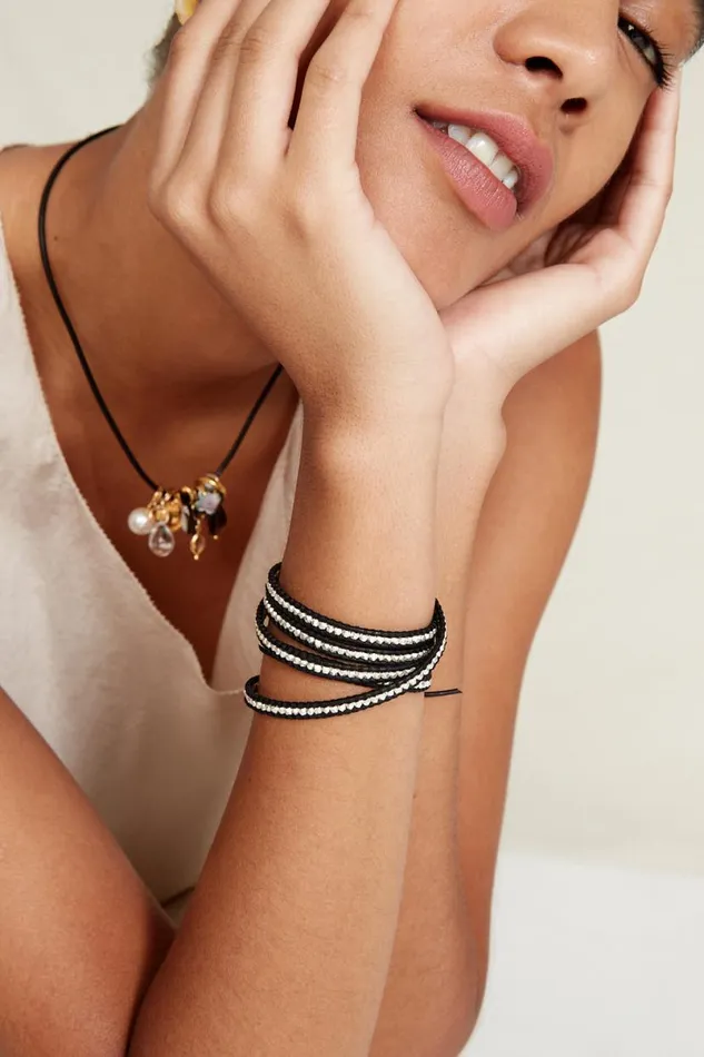 Chan Luu Sterling Silver Wrap Bracelet Black Women Bracelets