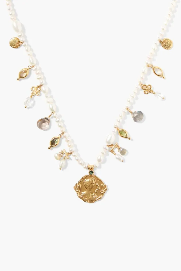 Chan Luu Suri Charm Necklace White Pearl Mix Women Necklaces