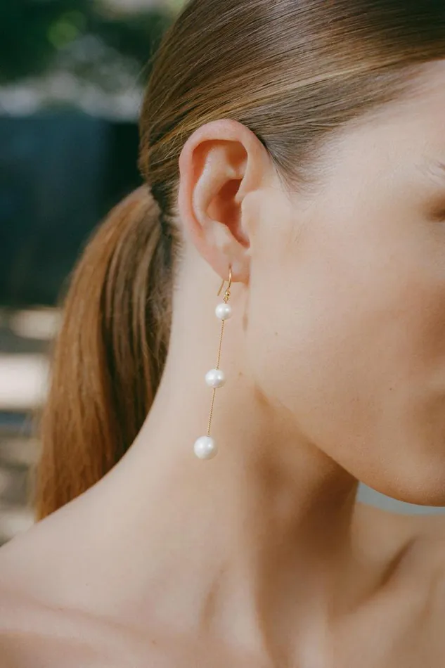 Chan Luu Tiered Floating Pearl Earrings Women Earrings
