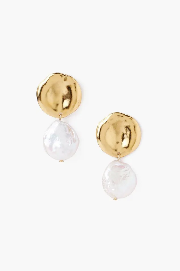 Chan Luu Two Tiered White Keshi Pearl Earrings Women Earrings