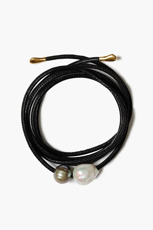 Chan Luu Vanya Leather Wrap Bracelet Black Women Bracelets
