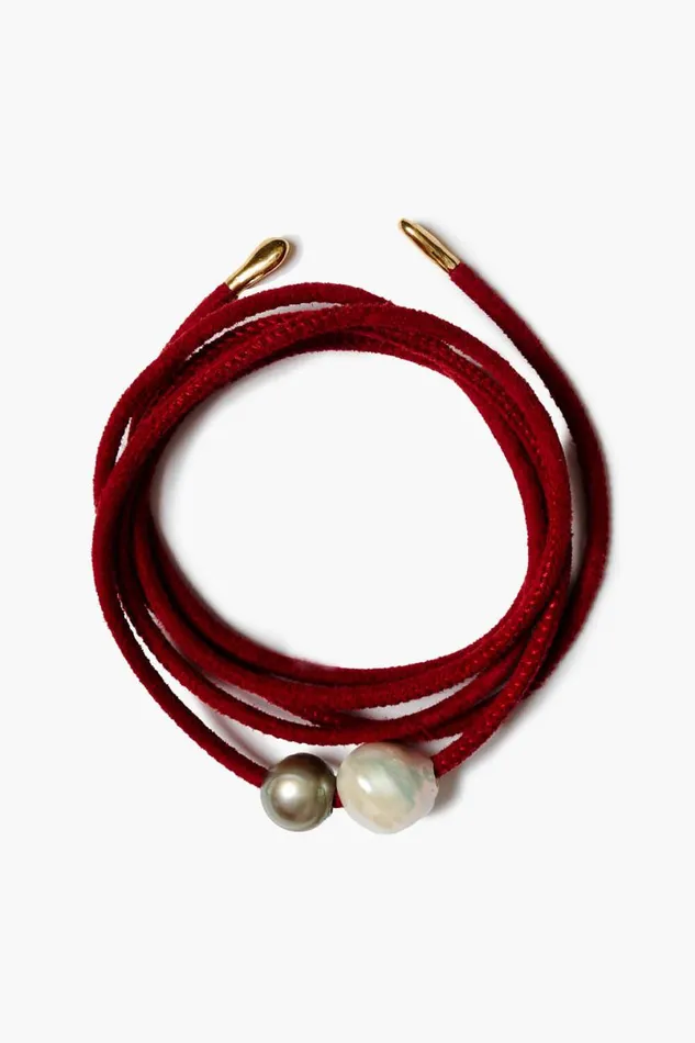 Chan Luu Vanya Leather Wrap Bracelet Red Women Bracelets
