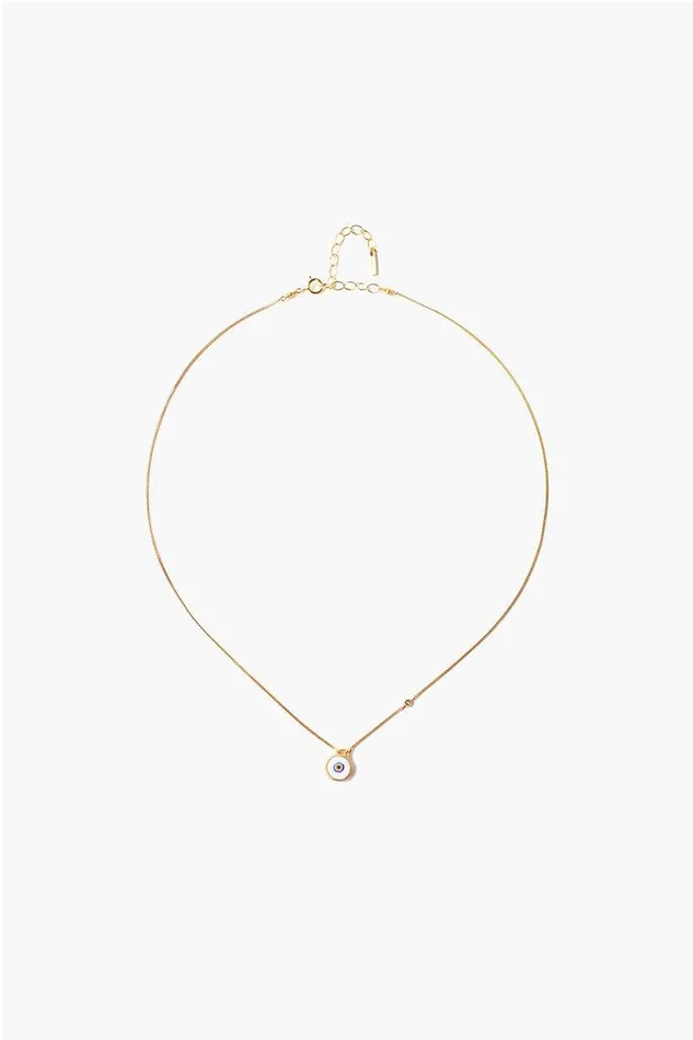 Chan Luu White Evil Eye Necklace With Champagne Diamond Women Necklaces