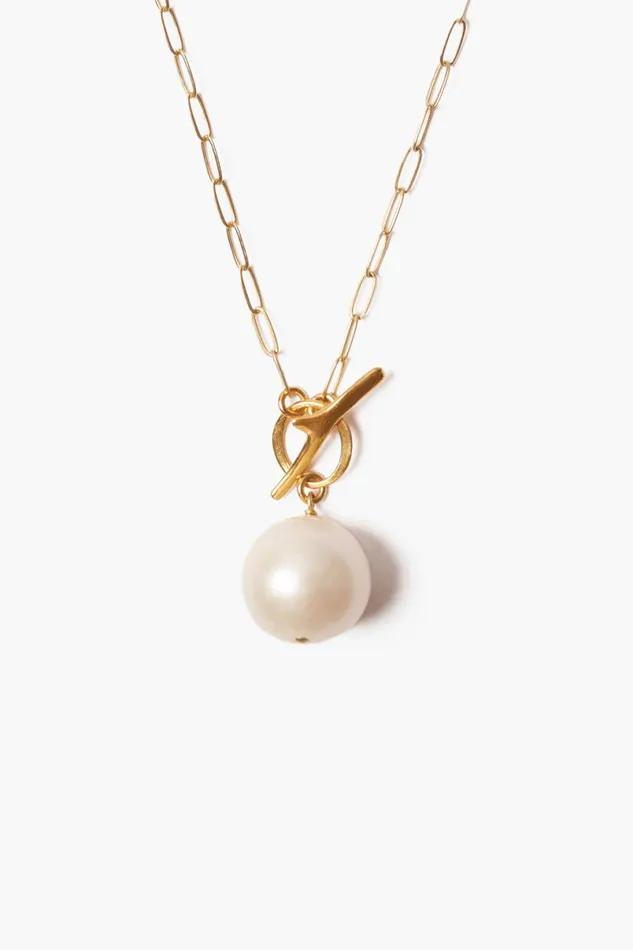 Chan Luu White Freshwater Pearl Toggle Necklace Women Necklaces