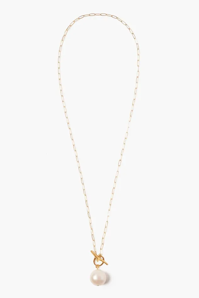 Chan Luu White Freshwater Pearl Toggle Necklace Women Necklaces