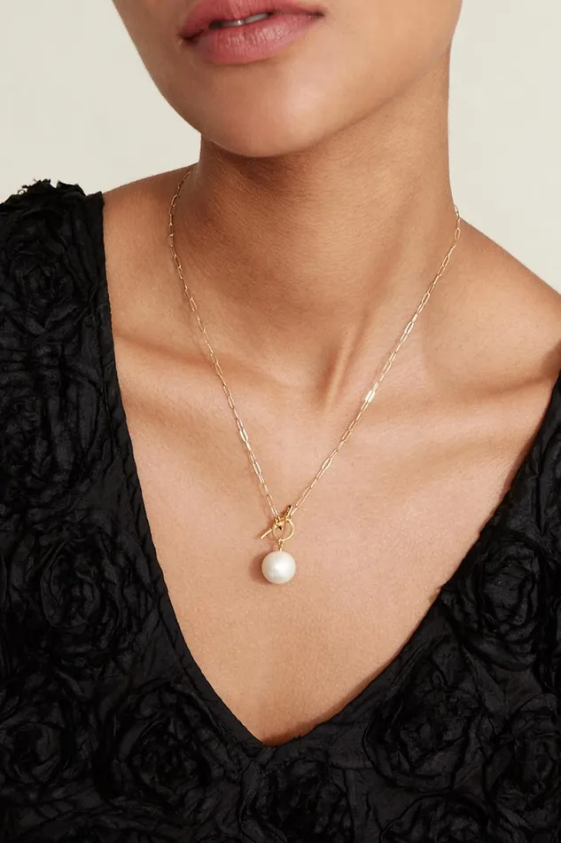 Chan Luu White Freshwater Pearl Toggle Necklace Women Necklaces