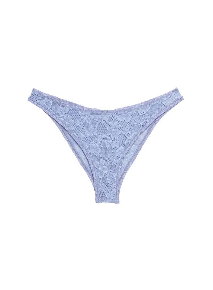 Cheekys and Hiphuggers LingerieClothing Fleur Du Mal Le Stretch Lace Cheeky Denim Blue