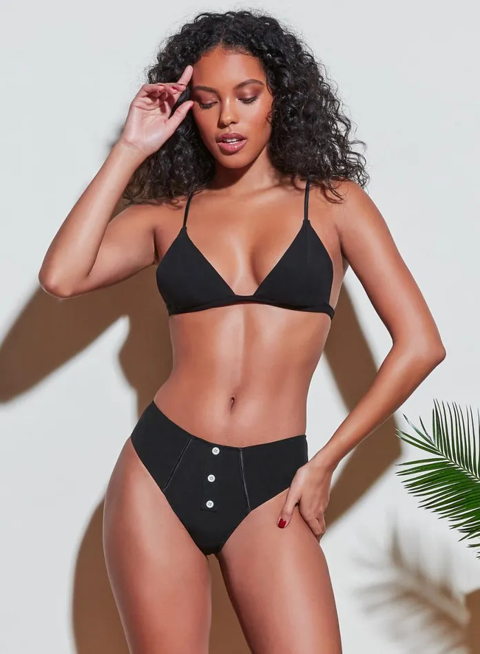 Cheekys and Hiphuggers Lingerie Fleur Du Mal Organic Cotton Cheeky Black