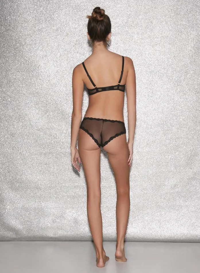 Cheekys and Hiphuggers PleasureLingerie Fleur Du Mal Sheer Tulle Bikini Black