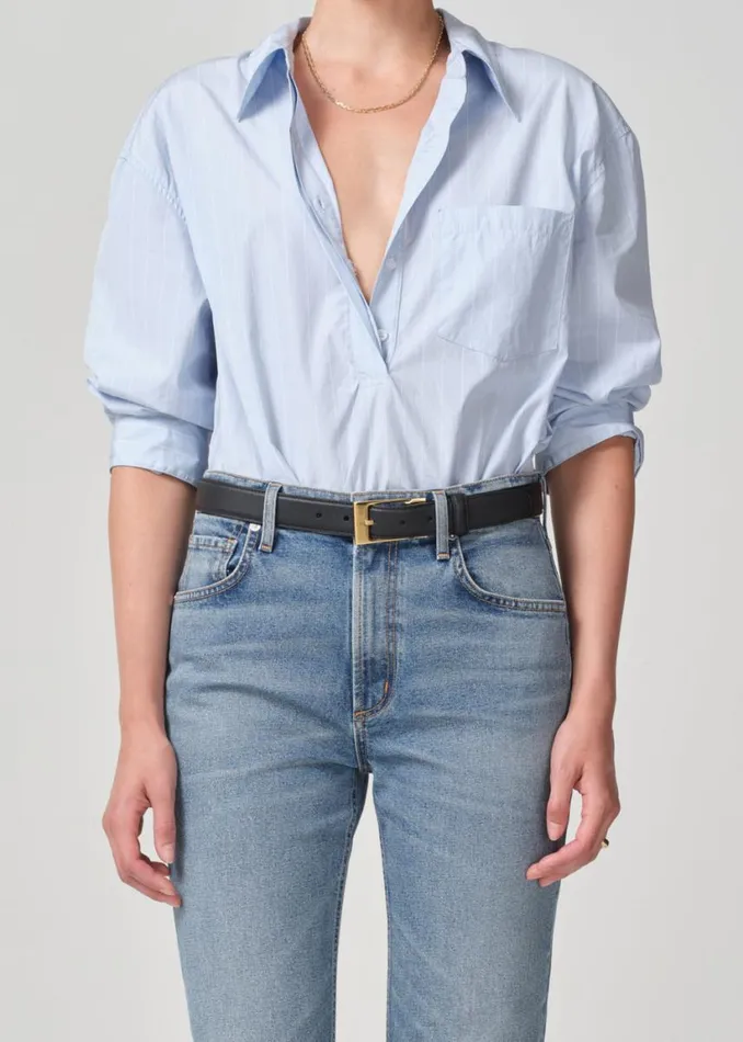 Citizens Of Humanity Aave Oversized Cuff Shirt Skyway Stripe Women Tops