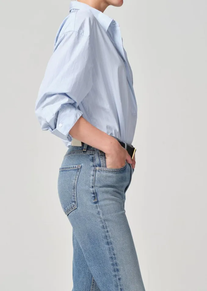 Citizens Of Humanity Aave Oversized Cuff Shirt Skyway Stripe Women Tops
