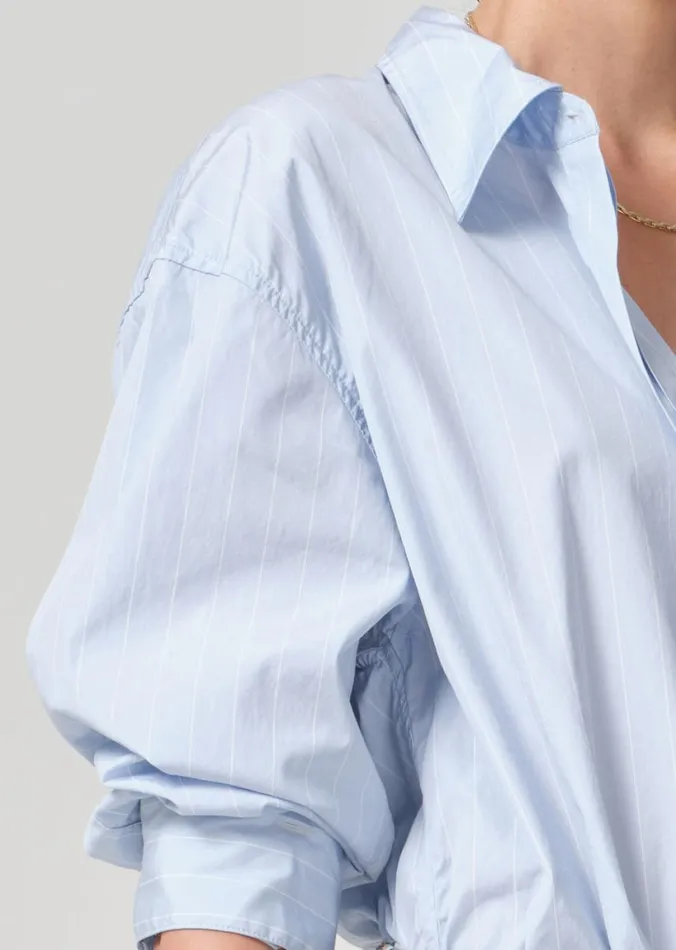 Citizens Of Humanity Aave Oversized Cuff Shirt Skyway Stripe Women Tops