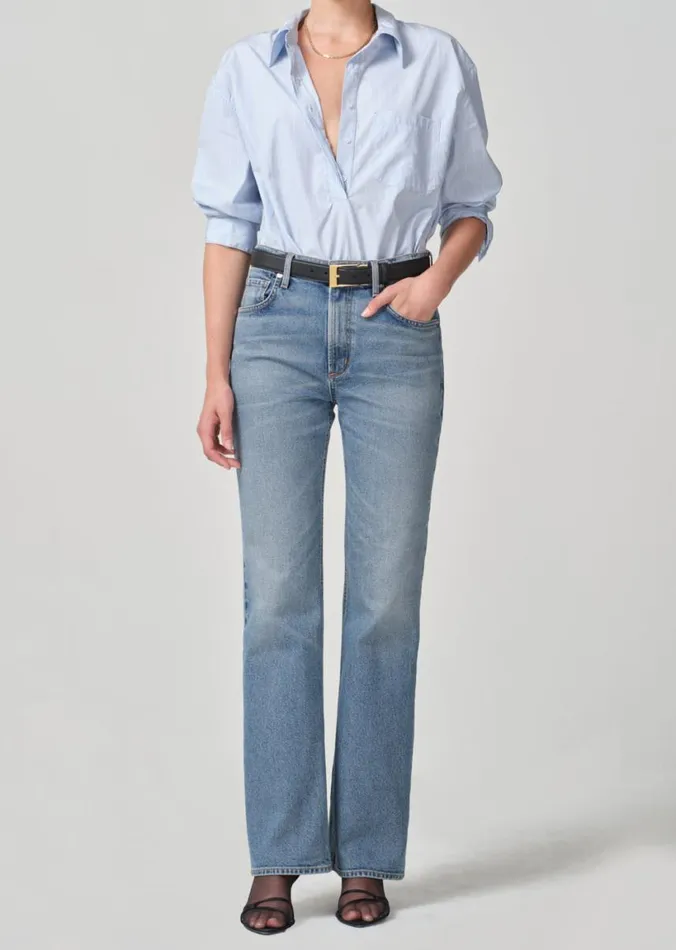 Citizens Of Humanity Aave Oversized Cuff Shirt Skyway Stripe Women Tops