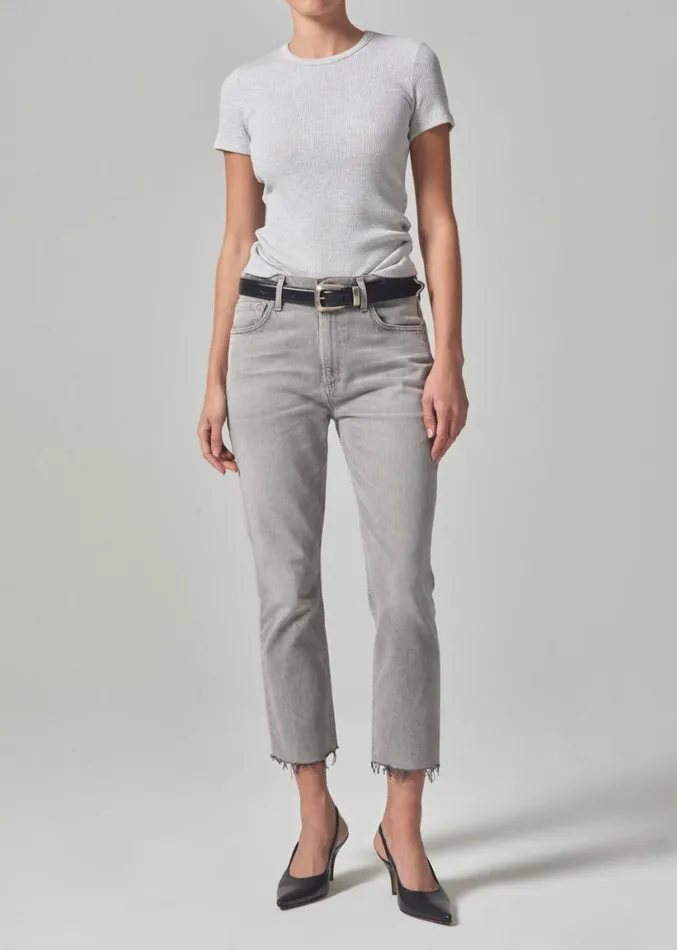 Citizens Of Humanity Bree Baby Tee Heather Grey Women Tops