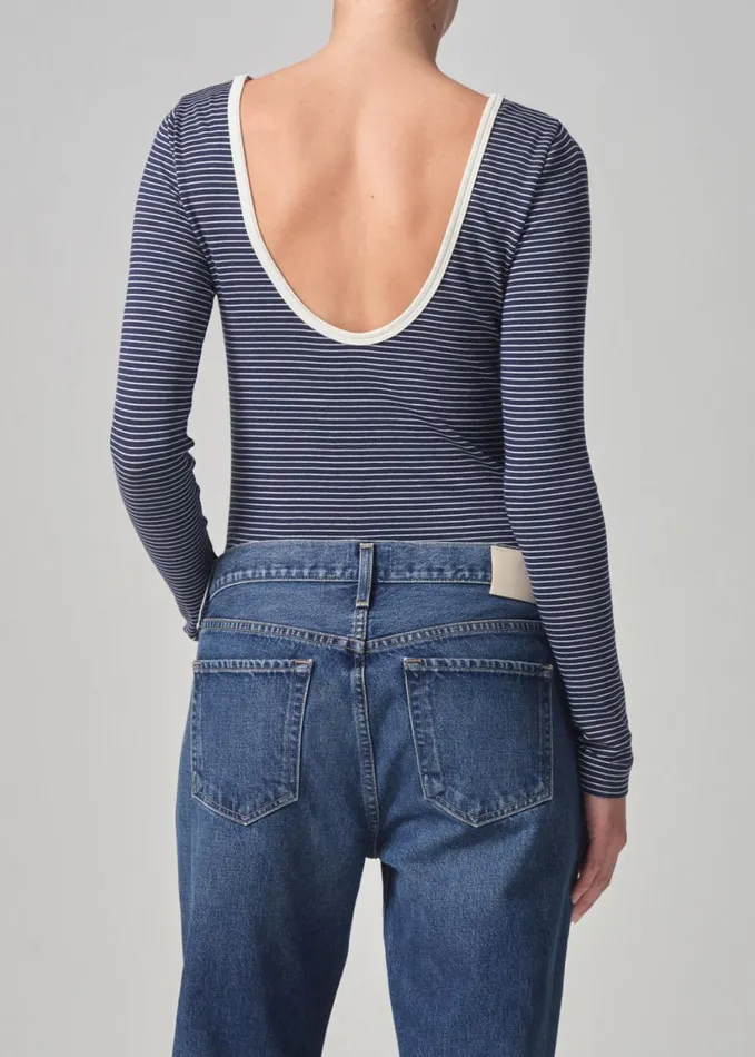 Citizens Of Humanity Carys Deep Scoop Newport Stripe Women Tops