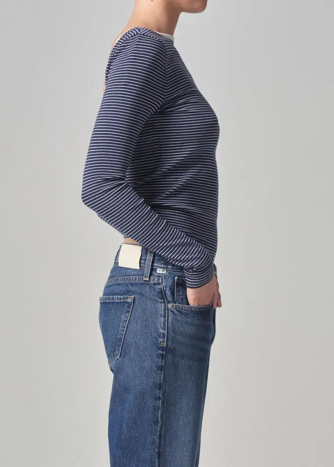 Citizens Of Humanity Carys Deep Scoop Newport Stripe Women Tops