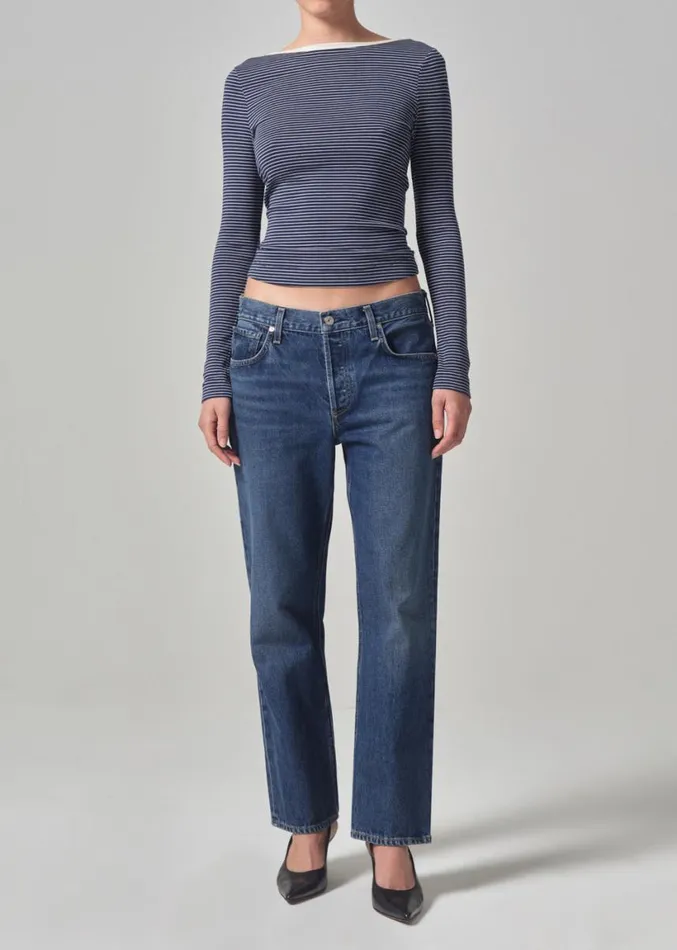 Citizens Of Humanity Carys Deep Scoop Newport Stripe Women Tops