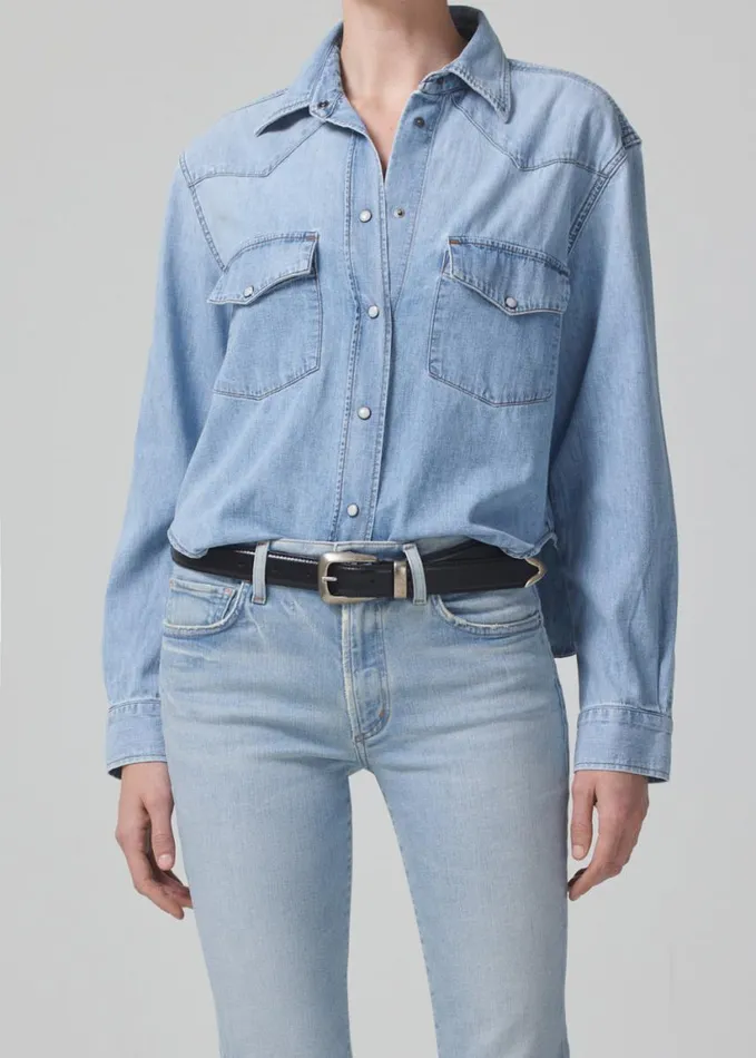 Citizens Of Humanity Cropped Western Shirt Pharos Women Tops