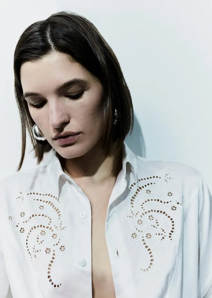 Citizens Of Humanity Dree Emrboidered Shirt Optic White Women Tops