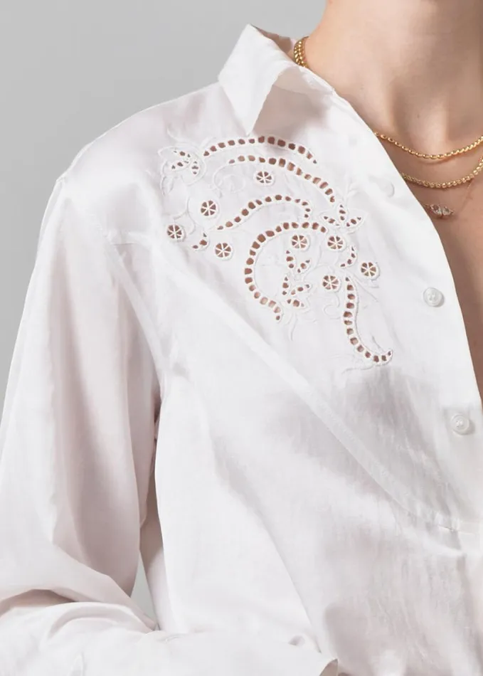Citizens Of Humanity Dree Emrboidered Shirt Optic White Women Tops