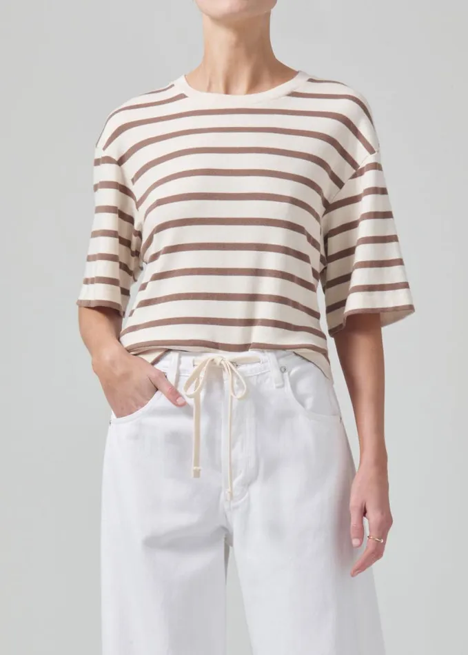 Citizens Of Humanity Goldie Tee Ginger Stripe Women Tops