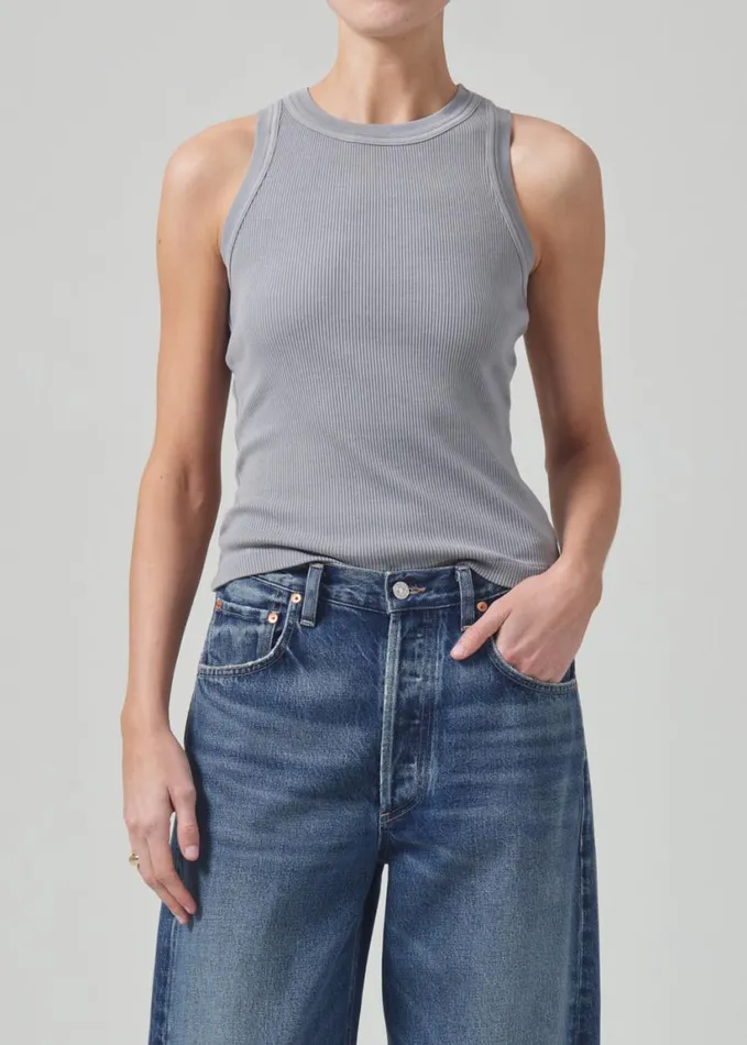Citizens Of Humanity Isabel Rib Tank Cyclone Grey Women Tops