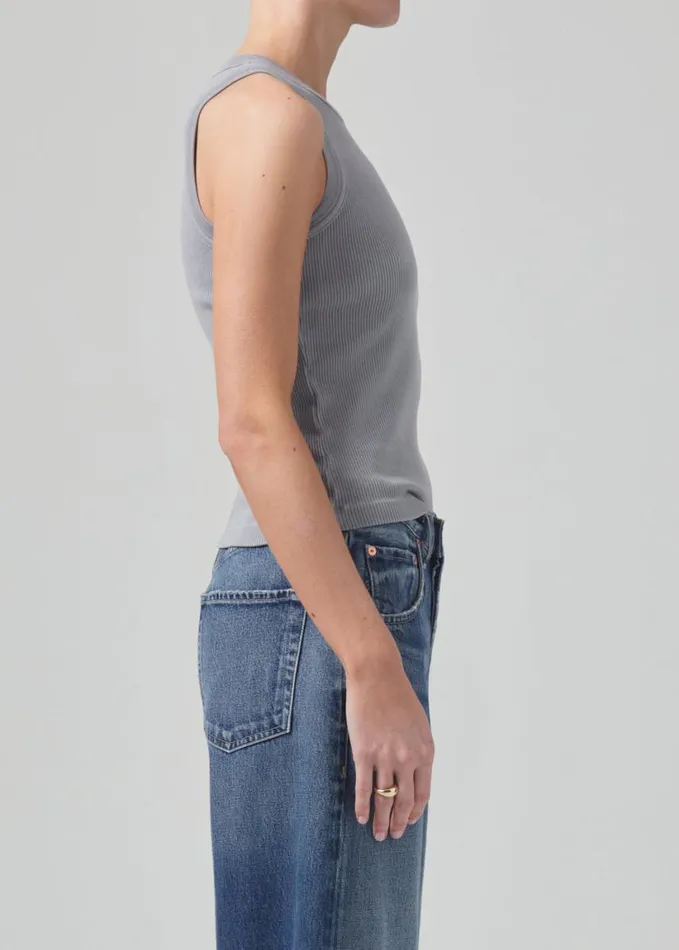 Citizens Of Humanity Isabel Rib Tank Cyclone Grey Women Tops