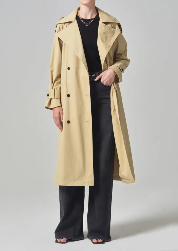 Citizens Of Humanity Isha Trench Coat Khaki Classic Women Jackets