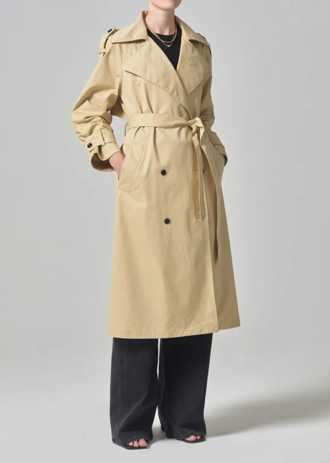Citizens Of Humanity Isha Trench Coat Khaki Classic Women Jackets