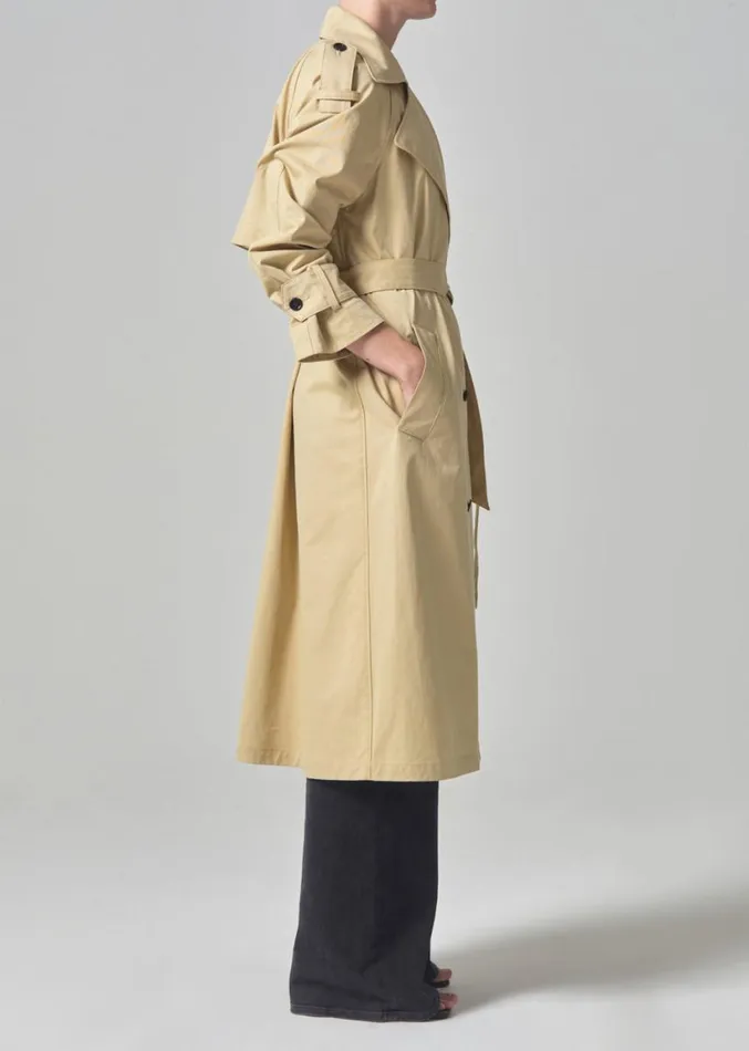 Citizens Of Humanity Isha Trench Coat Khaki Classic Women Jackets