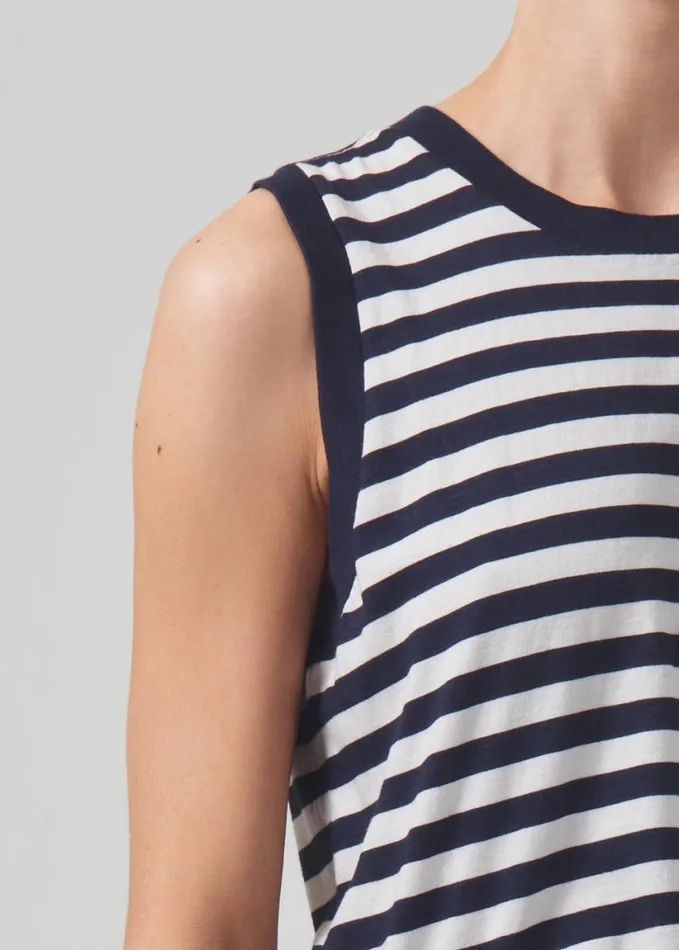 Citizens Of Humanity Jessie Modern Muscle Tee Eclipse Stripe Women Tops