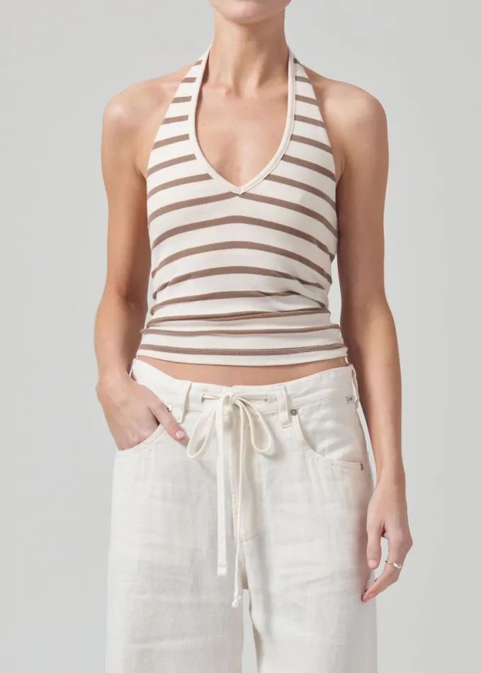 Citizens Of Humanity Julien Halter Top Ginger Stripe Women Tops