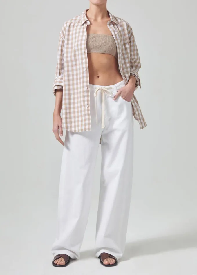 Citizens Of Humanity Kayla Shirt Khaki Gingham Women Tops