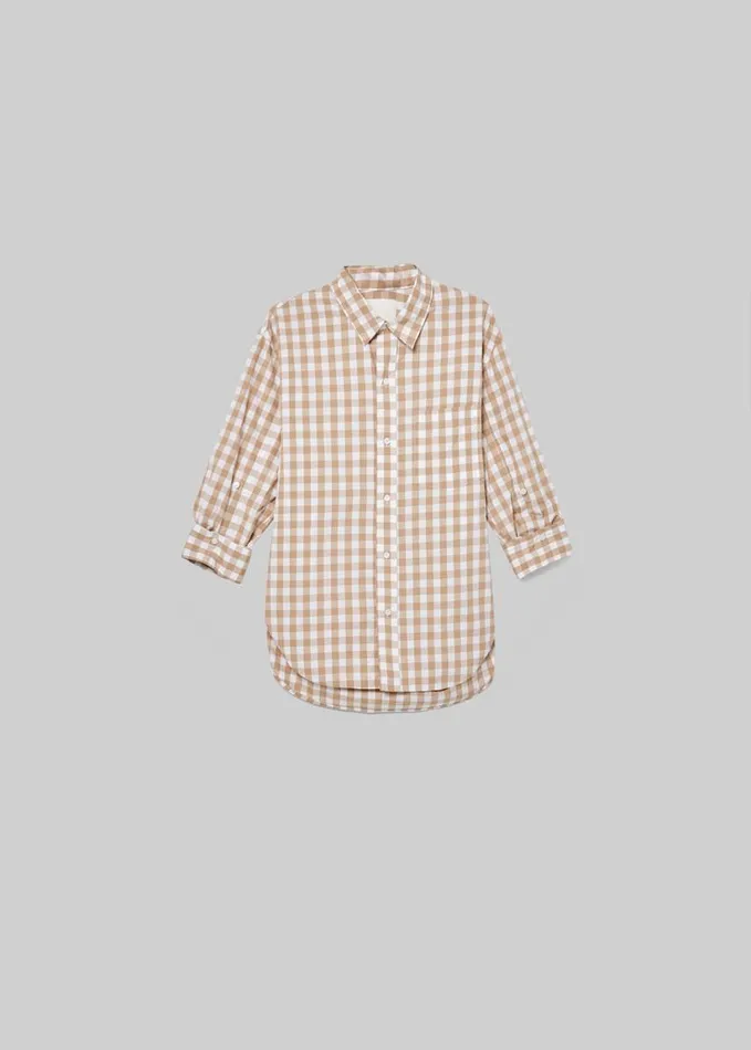 Citizens Of Humanity Kayla Shirt Khaki Gingham Women Tops
