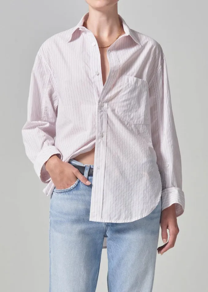 Citizens Of Humanity Kayla Shirt Raspberry Stripe Women Tops