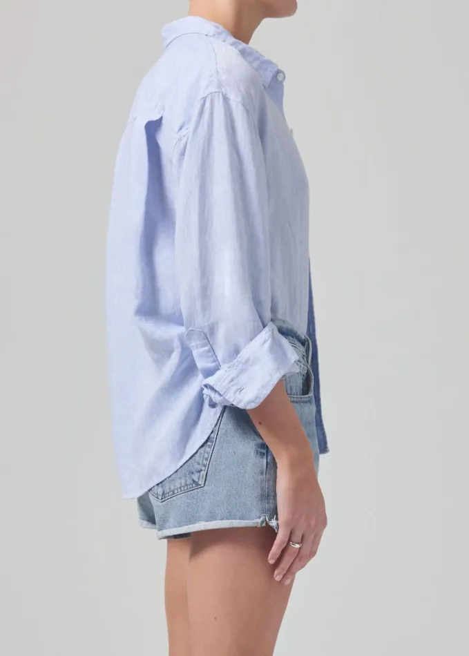 Citizens Of Humanity Kayla Shrunken Linen Shirt Glint Women Tops