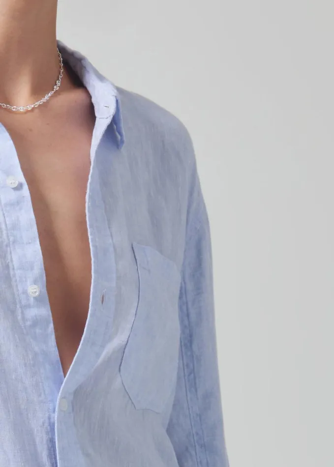 Citizens Of Humanity Kayla Shrunken Linen Shirt Glint Women Tops