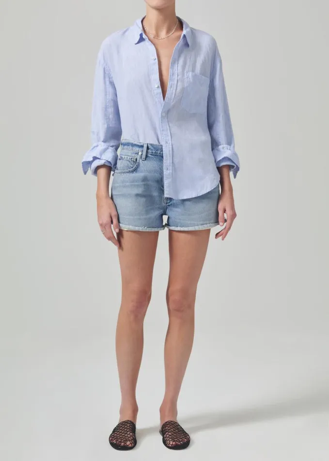 Citizens Of Humanity Kayla Shrunken Linen Shirt Glint Women Tops