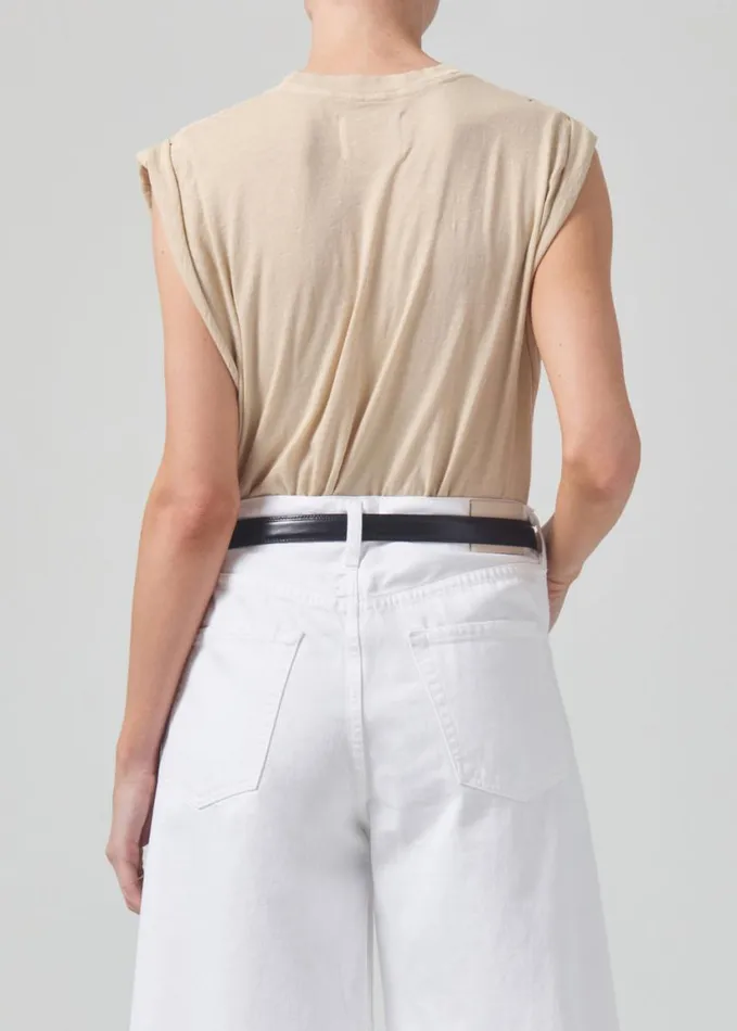 Citizens Of Humanity Kelsey Roll Sleeve Tee Sandcastle Women Tops