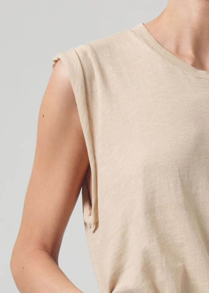 Citizens Of Humanity Kelsey Roll Sleeve Tee Sandcastle Women Tops