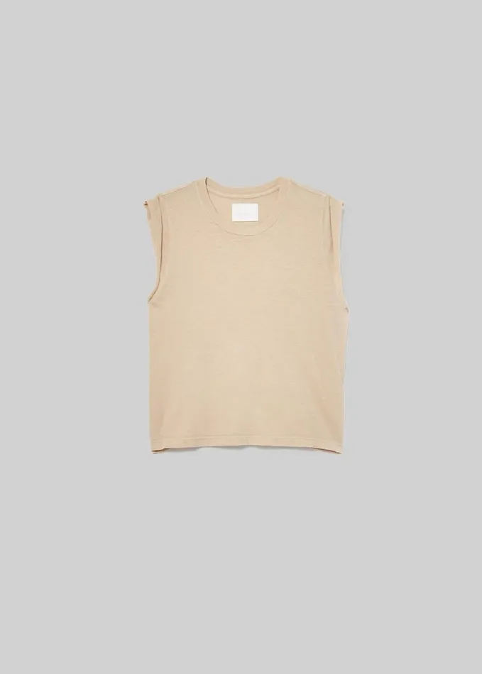 Citizens Of Humanity Kelsey Roll Sleeve Tee Sandcastle Women Tops