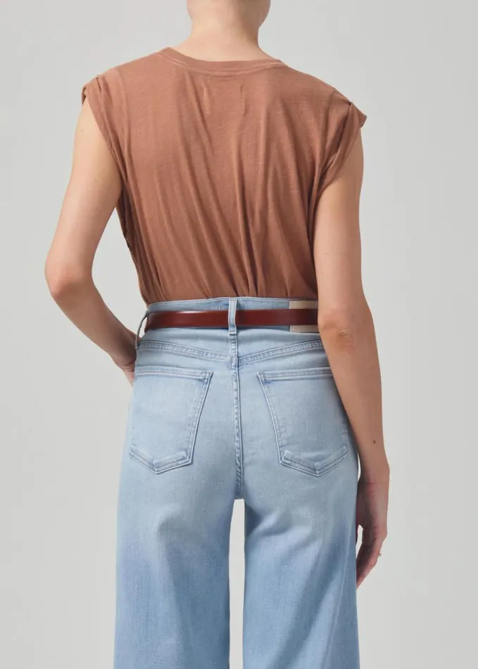 Citizens Of Humanity Kelsey Roll Sleeve Tee Topaz Women Tops