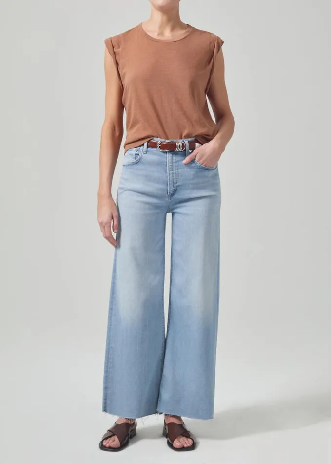Citizens Of Humanity Kelsey Roll Sleeve Tee Topaz Women Tops