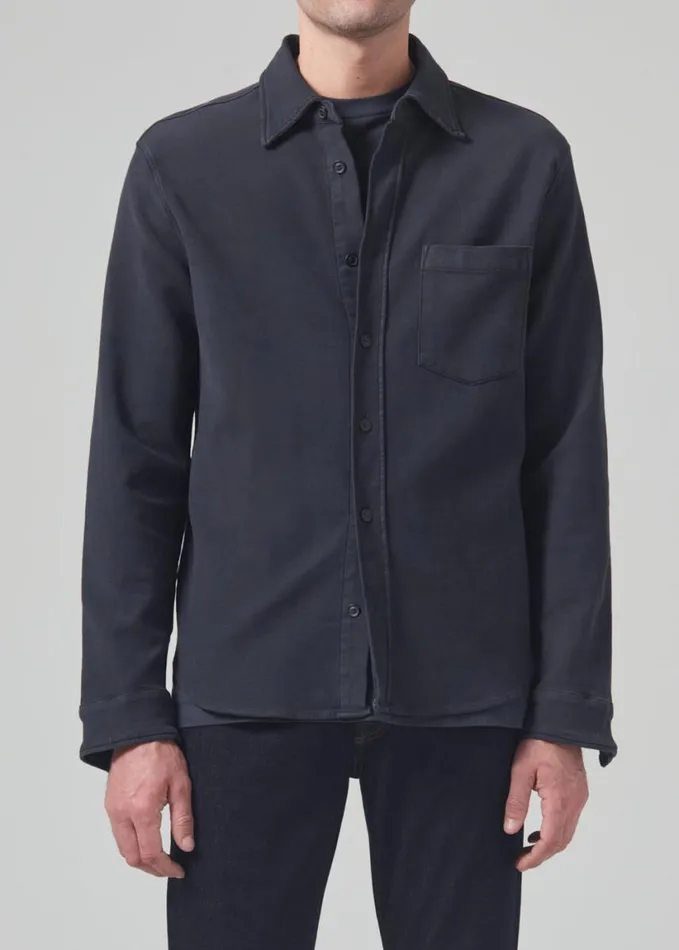 Citizens Of Humanity Luca Bucket Dye Shirt French Terry Gravel Men Shirts