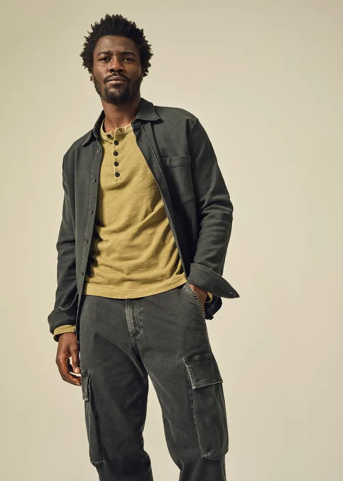Citizens Of Humanity Luca Bucket Dye Shirt French Terry Gravel Men Shirts